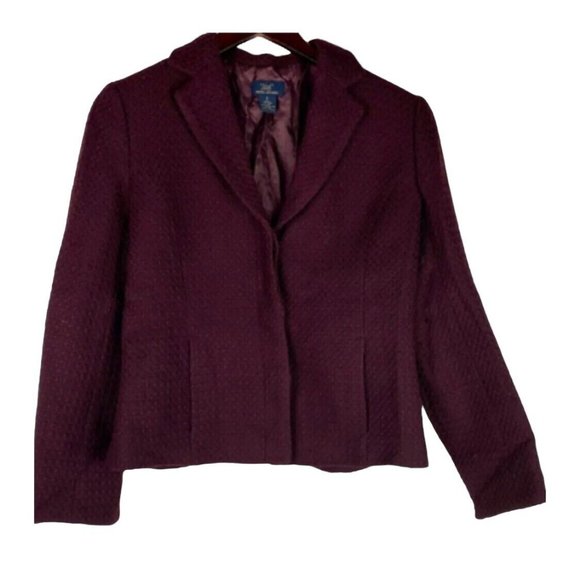 Brooks Brothers 8 Medium Blazer Jacket 100% WOOL Burgundy Maroon Career - Picture 2 of 5